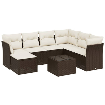 Set Divani da Giardino 8 pz con Cuscini Marrone in Polyrattan - homemem39
