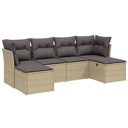 Set Divano da Giardino 6 pz con Cuscini Beige Misto Polyrattan - homemem39