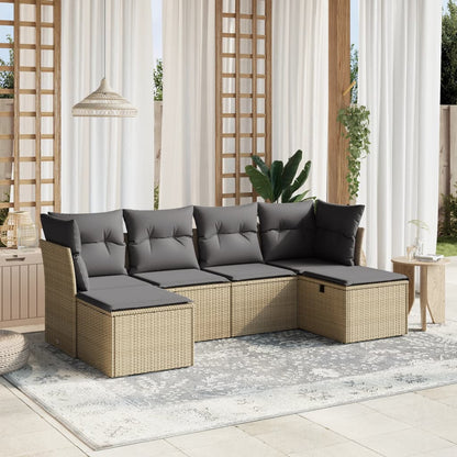 Set Divano da Giardino 6 pz con Cuscini Beige Misto Polyrattan - homemem39