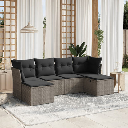 Set Divano da Giardino 6 pz con Cuscini Grigio in Polyrattan | homemem39