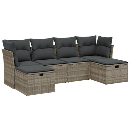 Set Divano da Giardino 6pz con Cuscini Grigio Chiaro Polyrattan - homemem39