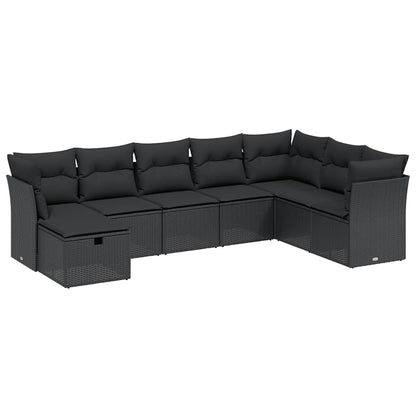 Set Divani da Giardino con Cuscini 8 pz Nero in Polyrattan | homemem39
