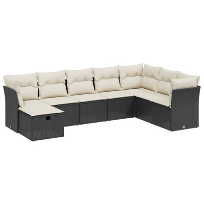 Set Divani da Giardino con Cuscini 8 pz Nero in Polyrattan - homemem39