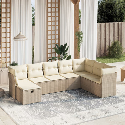 Set Divano da Giardino 8 pz con Cuscini Beige in Polyrattan | homemem39