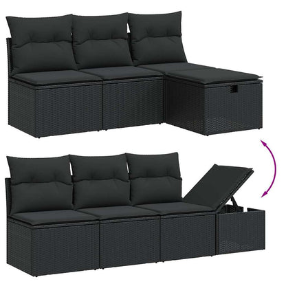Set Divani da Giardino 9 pz con Cuscini Nero in Polyrattan | homemem39
