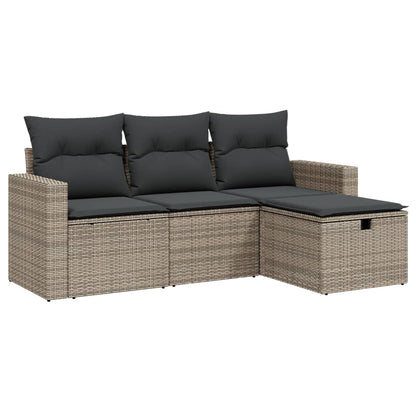Set Divani da Giardino 4 pz con Cuscini in Polyrattan Grigio | homemem39