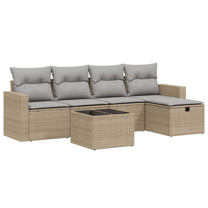 Set Divano da Giardino 6 pz con Cuscini Beige Misto Polyrattan - homemem39