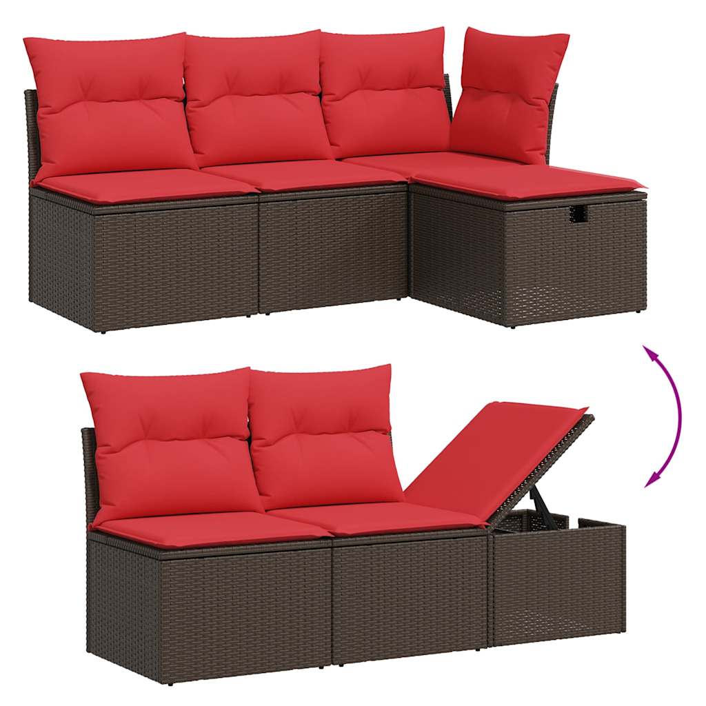 Set Divani da Giardino 6 pz con Cuscini Marrone in Polyrattan | homemem39