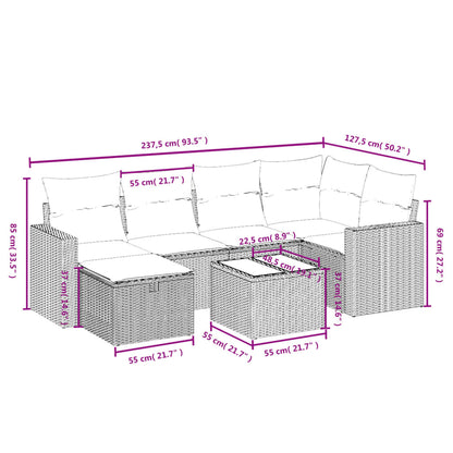 Set Divani da Giardino con Cuscini 7pz Nero Polyrattan