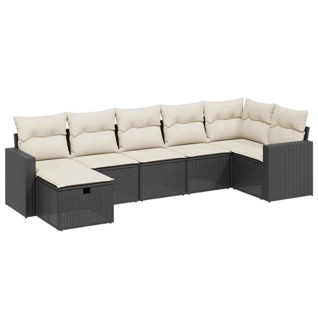 Set Divani da Giardino con Cuscini 7pz Nero Polyrattan - homemem39