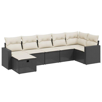 Set Divani da Giardino con Cuscini 7pz Nero Polyrattan - homemem39