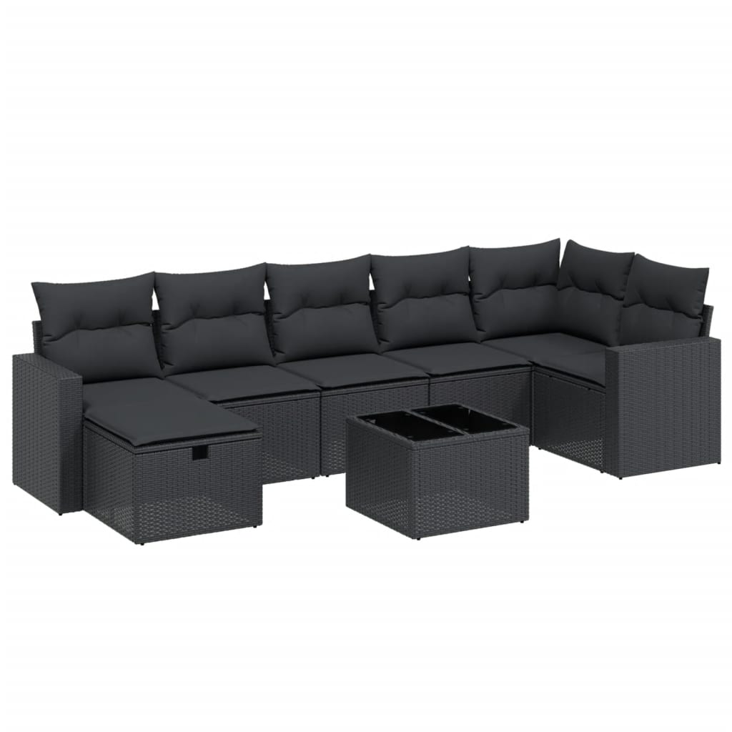 Set Divani da Giardino con Cuscini 8 pz Nero in Polyrattan | homemem39
