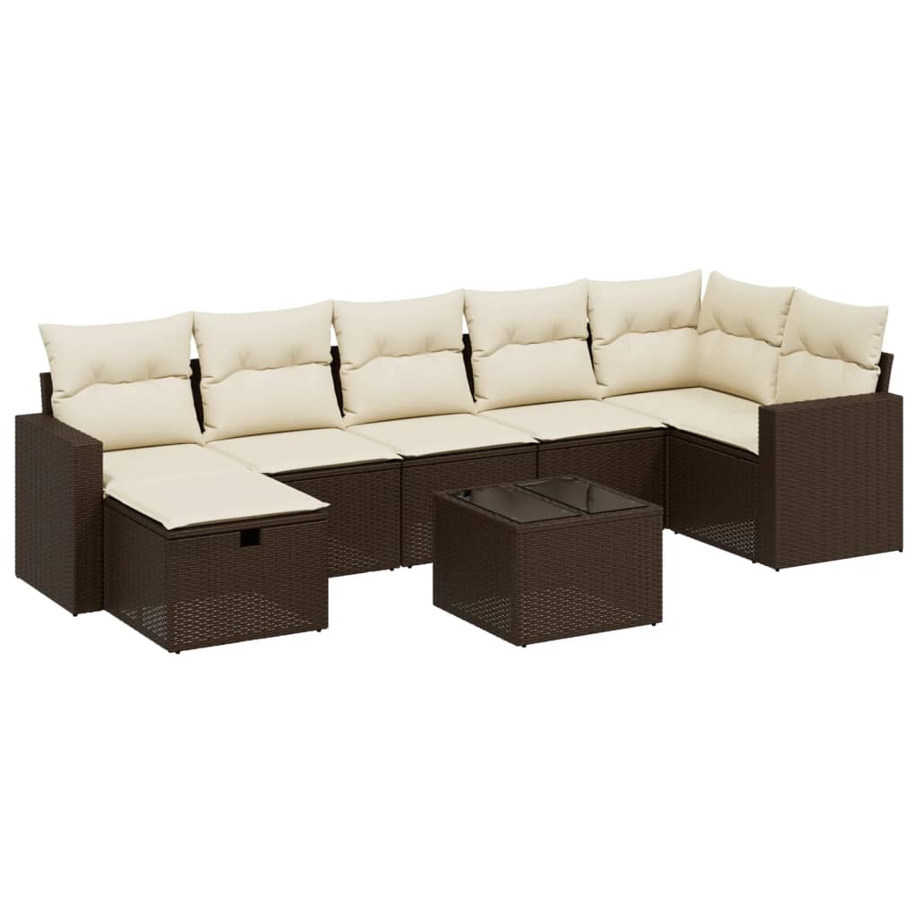 Set Divani da Giardino 8 pz con Cuscini Marrone in Polyrattan - homemem39