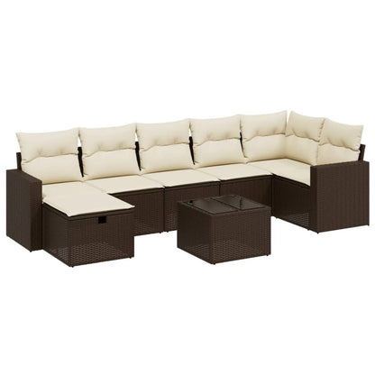 Set Divani da Giardino 8 pz con Cuscini Marrone in Polyrattan - homemem39