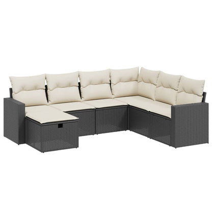 Set Divani da Giardino con Cuscini 7pz Nero Polyrattan - homemem39