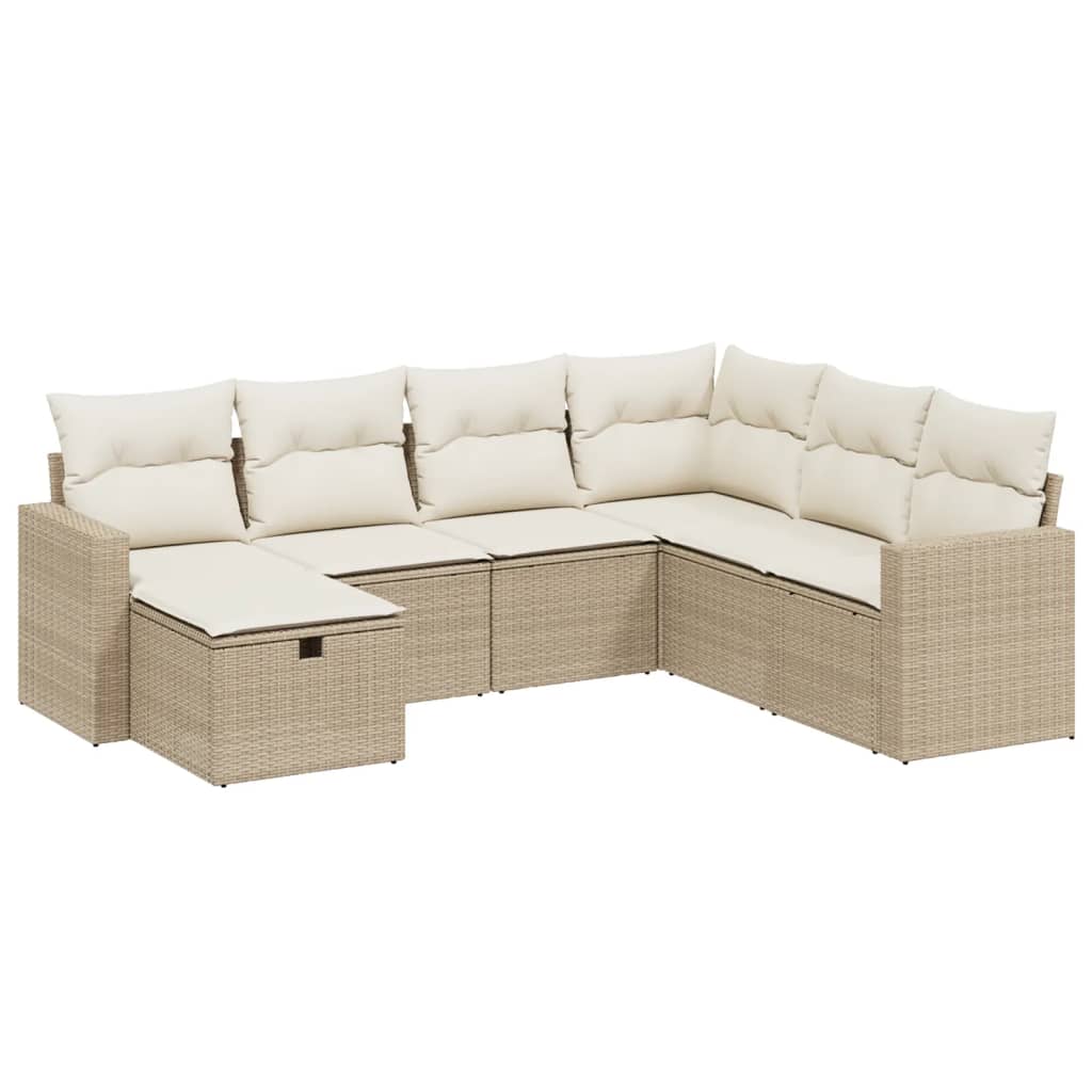Set Divani da Giardino 7 pz con Cuscini Beige in Polyrattan | homemem39