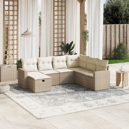 Set Divani da Giardino 7 pz con Cuscini Beige in Polyrattan - homemem39