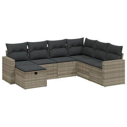 Set Divani da Giardino 7pz con Cuscini Grigio Chiaro Polyrattan - homemem39