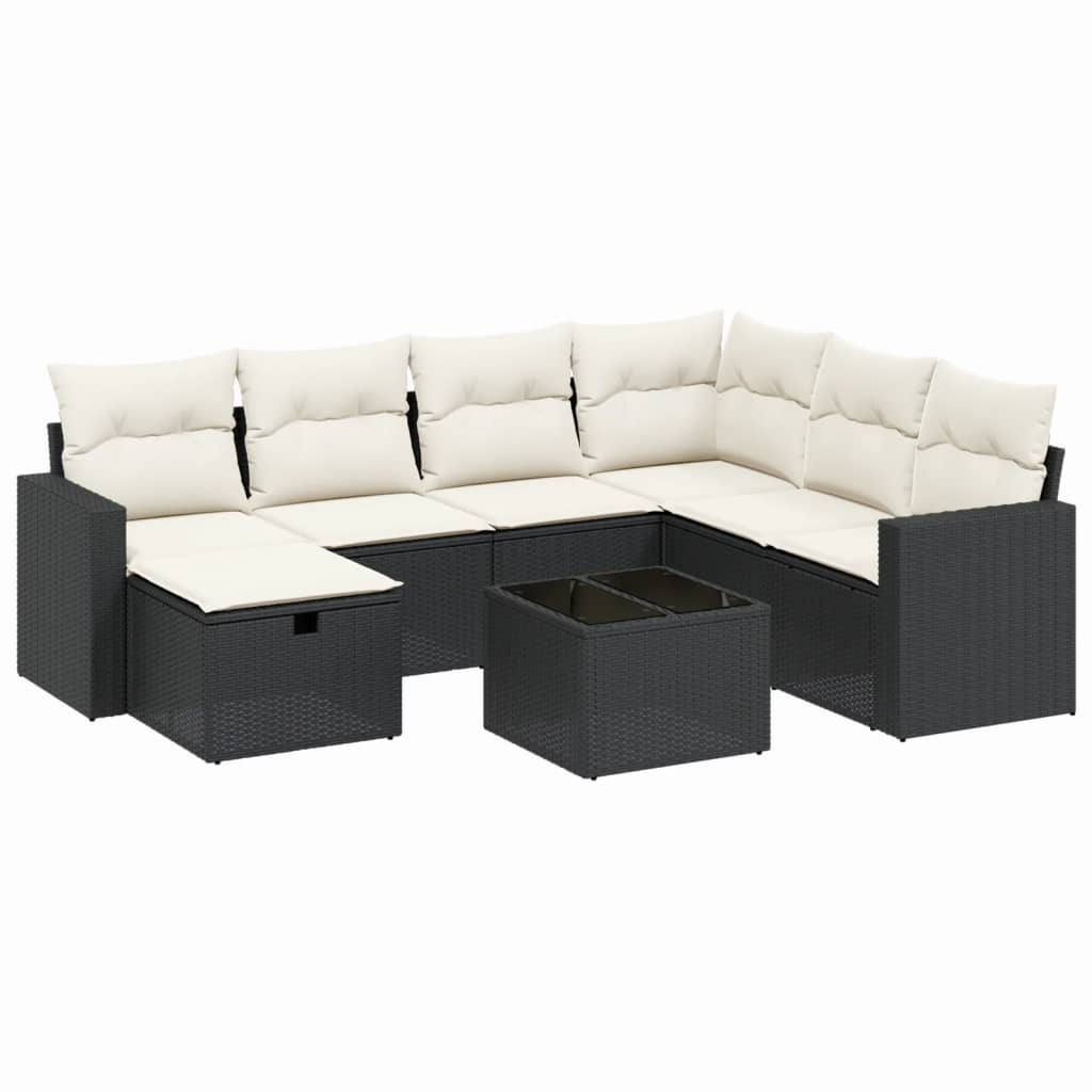 Set Divani da Giardino con Cuscini 8 pz Nero in Polyrattan | homemem39