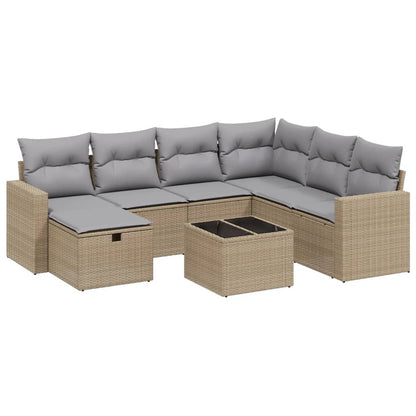 Set Divano da Giardino 8 pz con Cuscini Beige Misto Polyrattan - homemem39