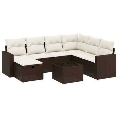 Set Divani da Giardino 8 pz con Cuscini Marrone in Polyrattan - homemem39