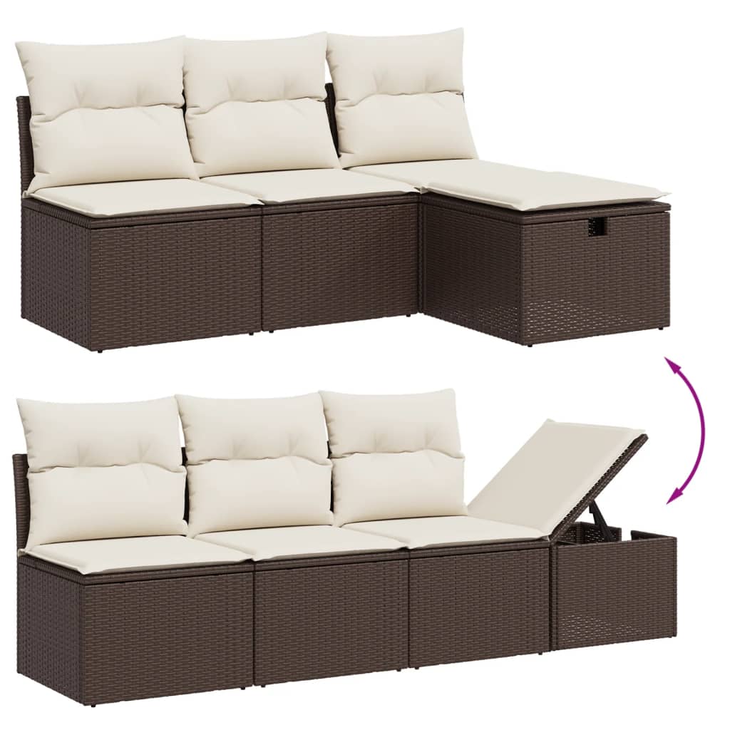 Set Divani da Giardino 8 pz con Cuscini Marrone in Polyrattan - homemem39