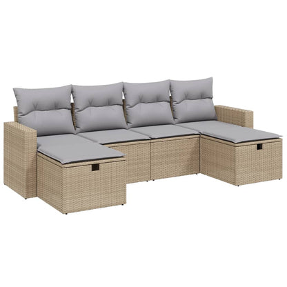 Set Divano da Giardino 6 pz con Cuscini Beige Misto Polyrattan - homemem39