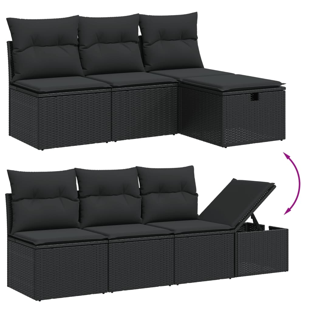 Set Divani da Giardino con Cuscini 8 pz Nero in Polyrattan - homemem39