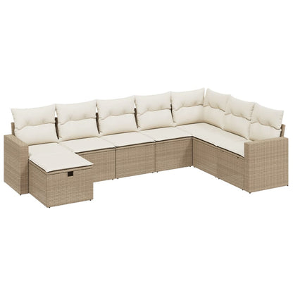 Set Divano da Giardino 8 pz con Cuscini Beige in Polyrattan | homemem39