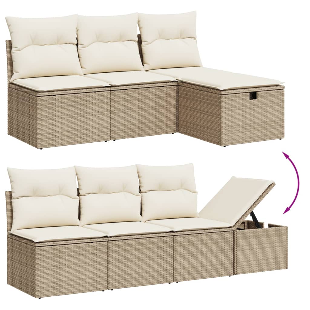 Set Divano da Giardino 8 pz con Cuscini Beige in Polyrattan | homemem39