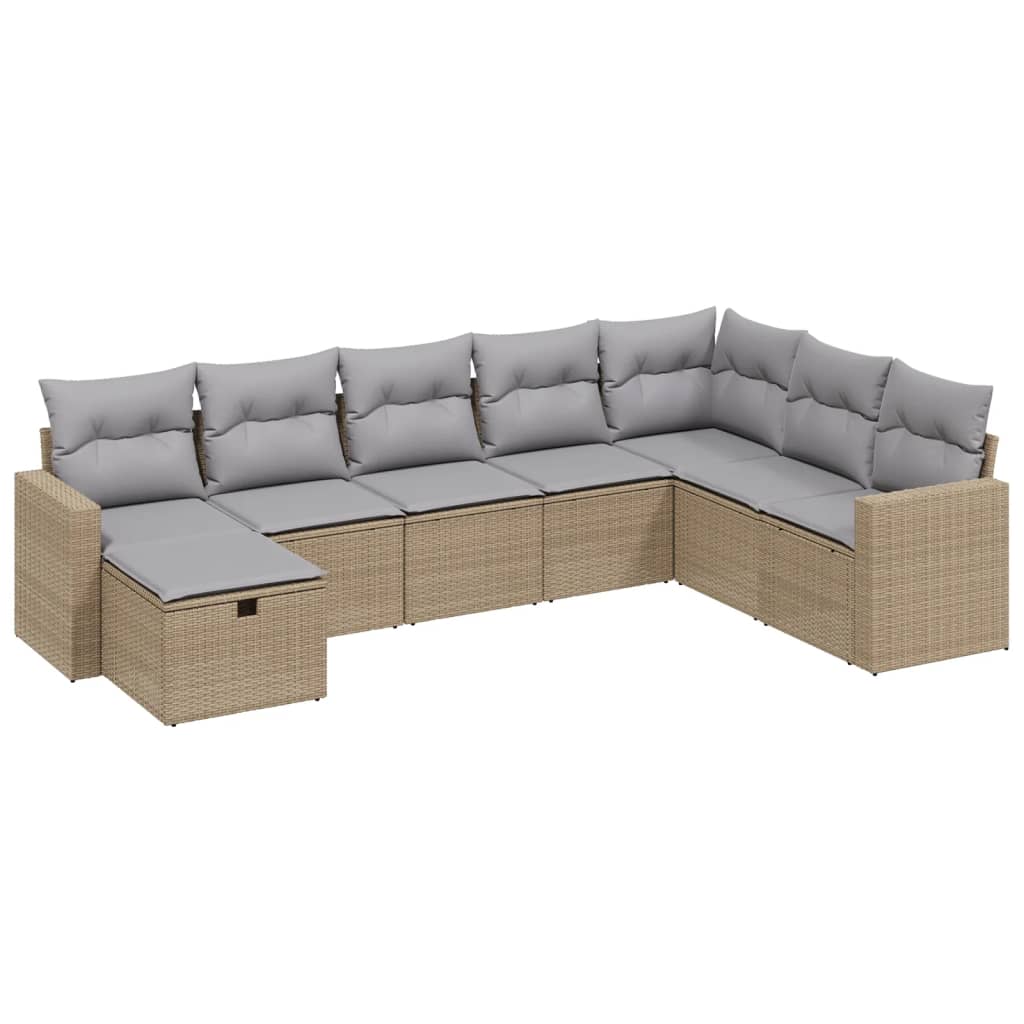 Set Divano da Giardino 8 pz con Cuscini Beige Misto Polyrattan - homemem39