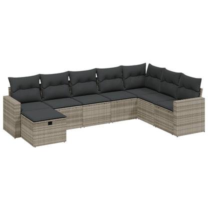 Set Divano da Giardino 8pz con Cuscini Grigio Chiaro Polyrattan - homemem39
