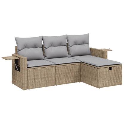 Set Divano da Giardino 4 pz con Cuscini Beige Misto Polyrattan - homemem39