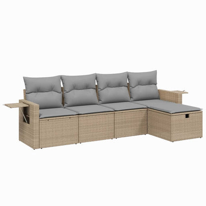 Set Divano da Giardino 5 pz con Cuscini Beige Misto Polyrattan - homemem39