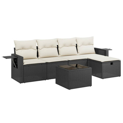 Set Divano da Giardino 6 pz con Cuscini Nero in Polyrattan - homemem39