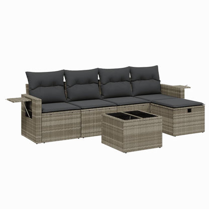 Set Divano da Giardino 6pz con Cuscini Grigio Chiaro Polyrattan - homemem39