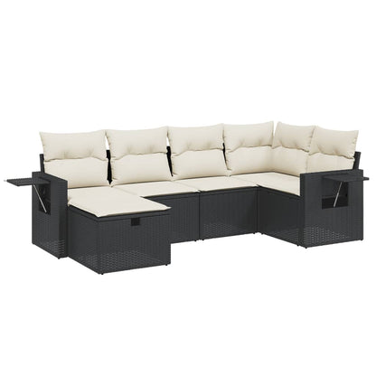 Set Divano da Giardino 6 pz con Cuscini Nero in Polyrattan - homemem39