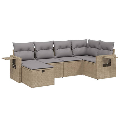 Set Divano da Giardino 6 pz con Cuscini Beige Misto Polyrattan - homemem39