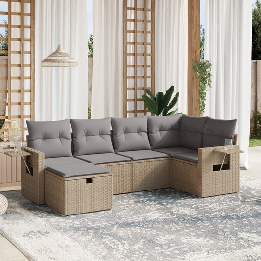 Set Divano da Giardino 6 pz con Cuscini Beige Misto Polyrattan - homemem39