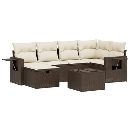 Set Divano da Giardino 6 pz con Cuscini Marrone in Polyrattan - homemem39