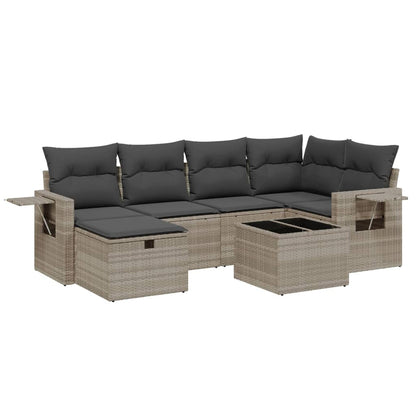 Set Divani da Giardino 7pz con Cuscini Grigio Chiaro Polyrattan - homemem39