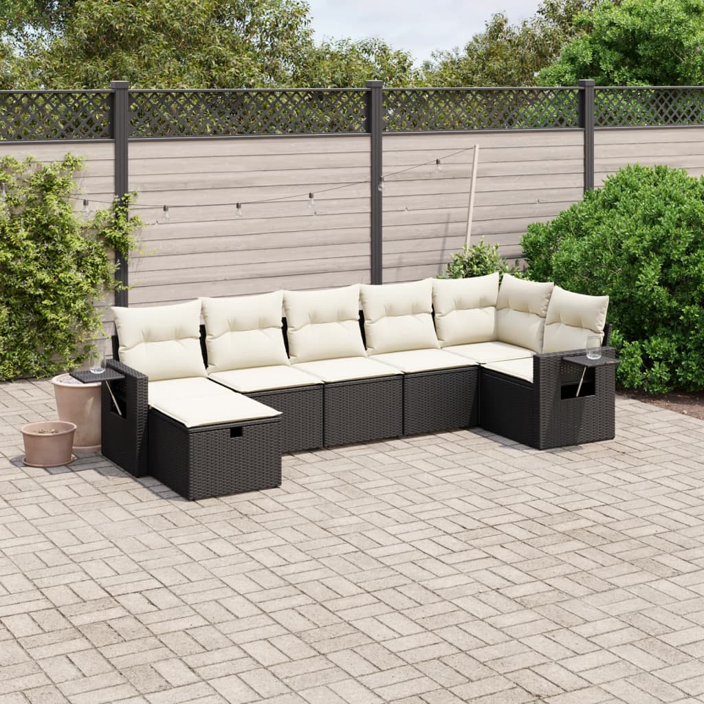 Set Divani da Giardino con Cuscini 7pz Nero Polyrattan - homemem39