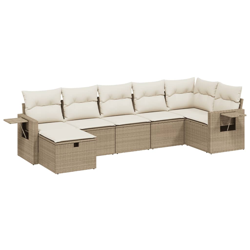 Set Divani da Giardino 7 pz con Cuscini Beige in Polyrattan | homemem39
