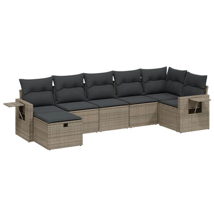 Set Divani da Giardino 7 pz con Cuscini Grigio in Polyrattan | homemem39