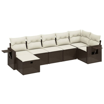 Set Divani da Giardino 7 pz con Cuscini Marrone in Polyrattan - homemem39