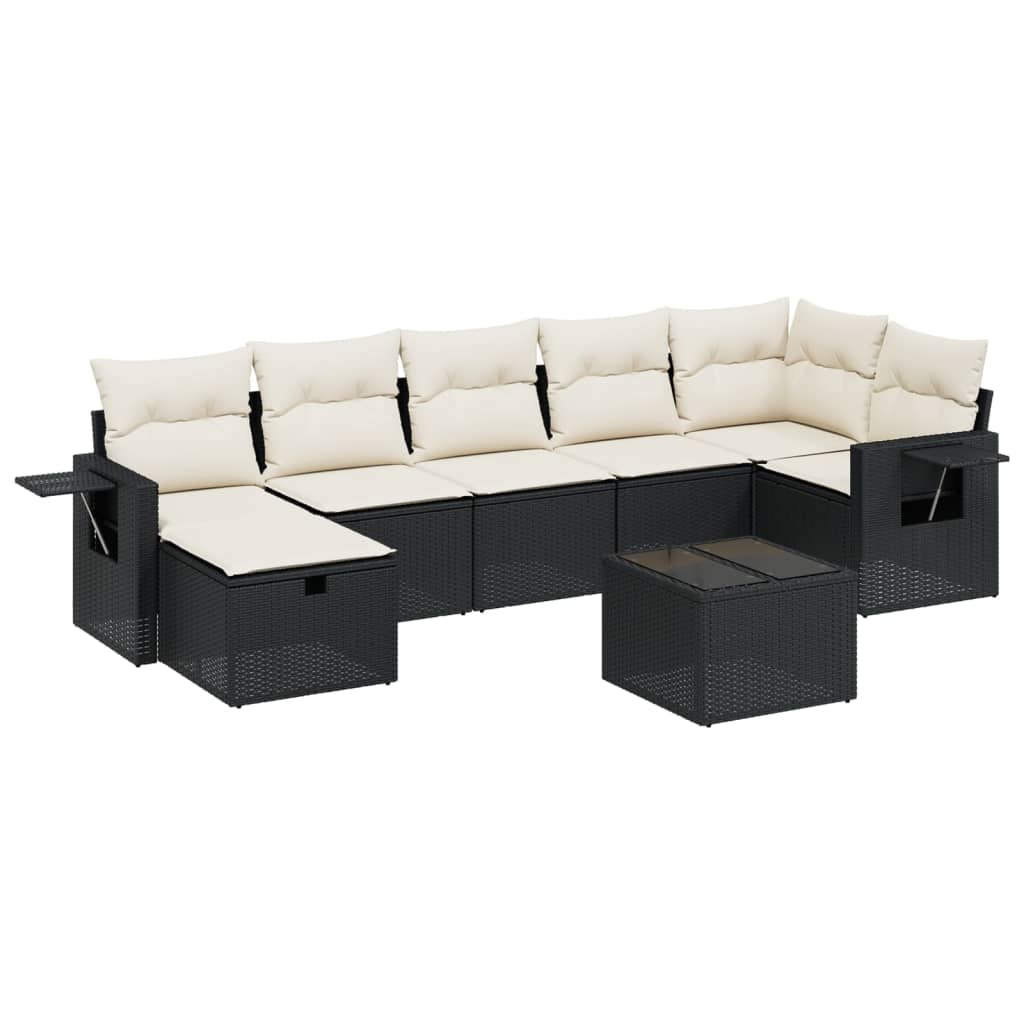 Set Divani da Giardino con Cuscini 8 pz Nero in Polyrattan | homemem39