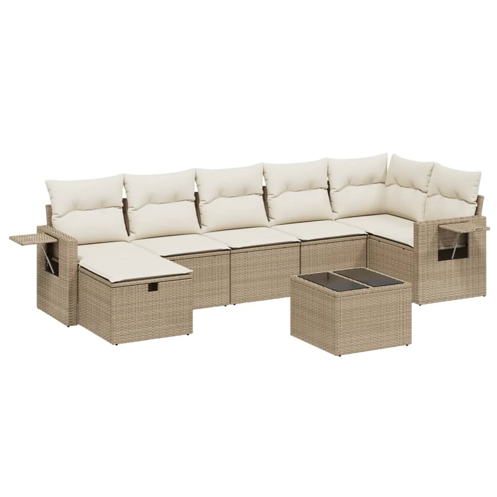 Set Divano da Giardino 8 pz con Cuscini Beige in Polyrattan - homemem39