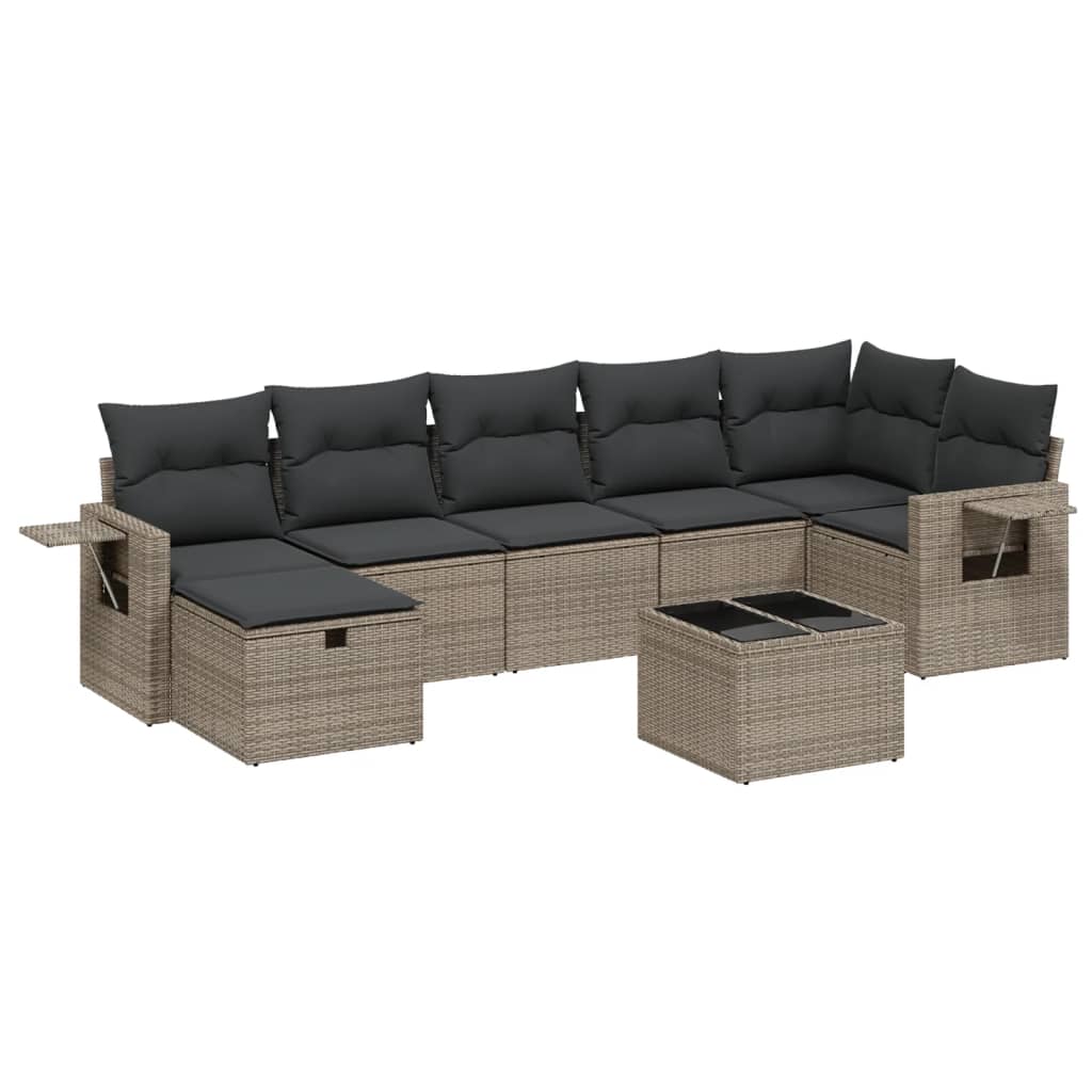 Set Divano da Giardino 8 pz con Cuscini Grigio in Polyrattan | homemem39