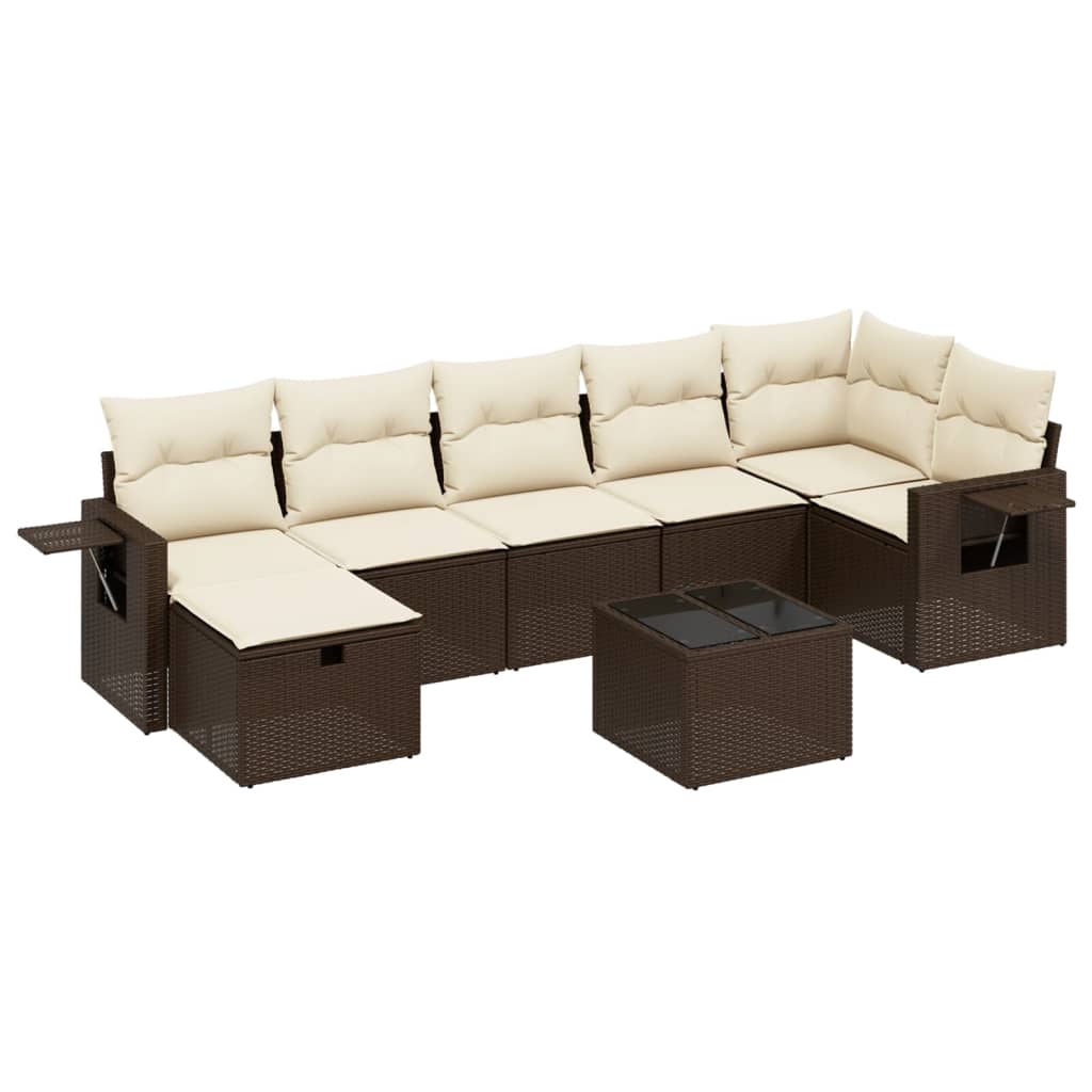 Set Divani da Giardino 8 pz con Cuscini Marrone in Polyrattan - homemem39