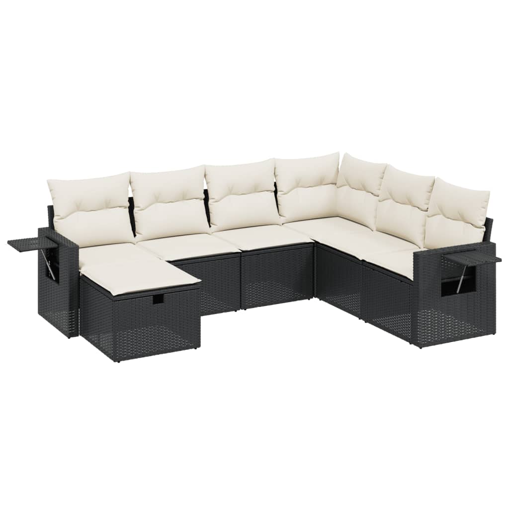 Set Divani da Giardino con Cuscini 7pz Nero Polyrattan - homemem39